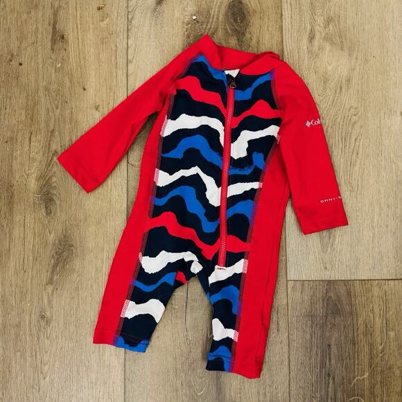 Columbia Red White And Blue Infant Rash Guard Boys Size 0-3 Month - Picture 1 of 4
